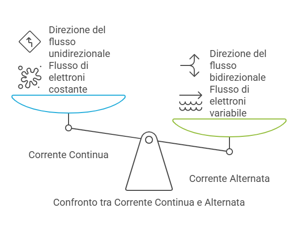 Diagramma corrente continua e corrente alternata