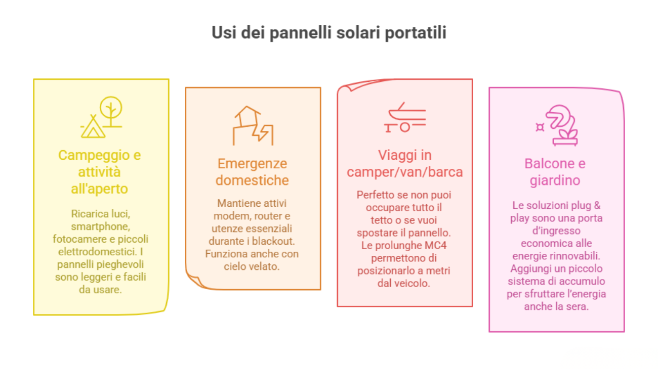 Pannello fotovoltaico portatile: guida all’energia solare da viaggio infografica 1 pannello solare portatile fotovoltaico