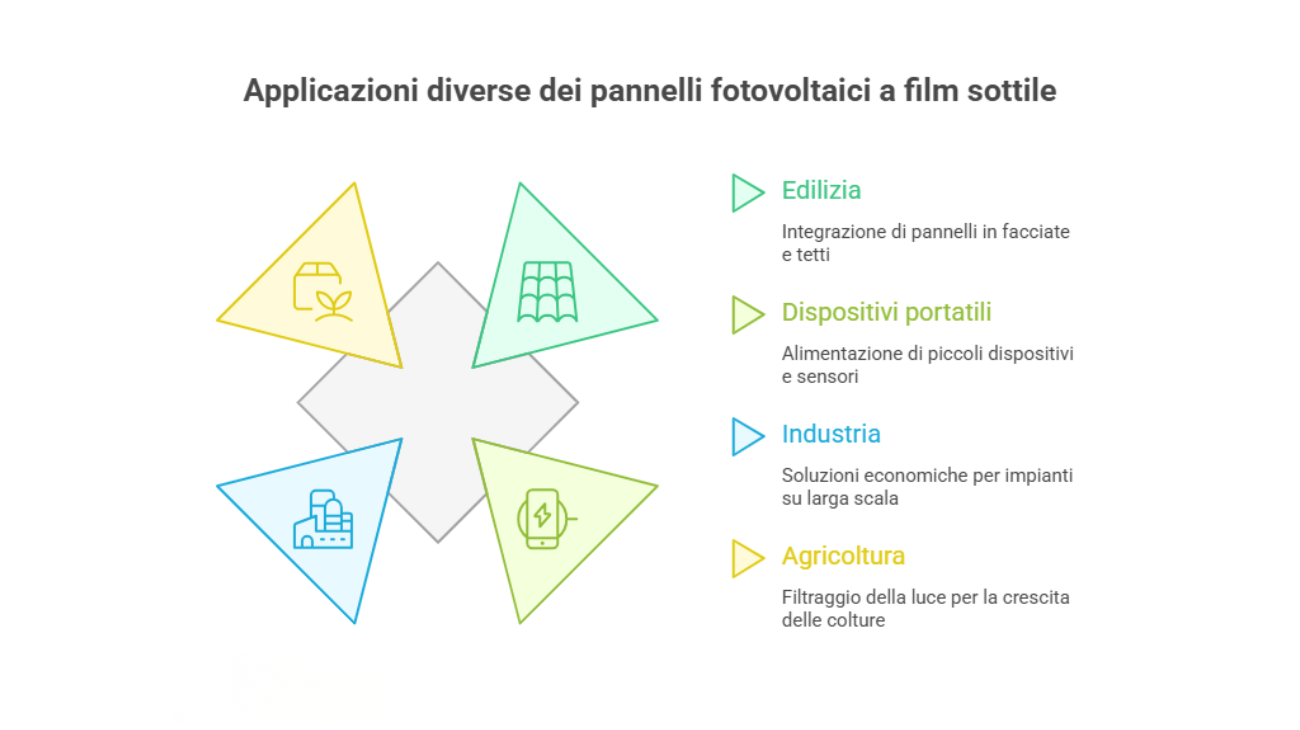 Pannelli fotovoltaici a film sottile: il futuro leggero e flessibile dell’energia solare infografica 1 pannelli fotovoltaici a film sottile fotovoltaico